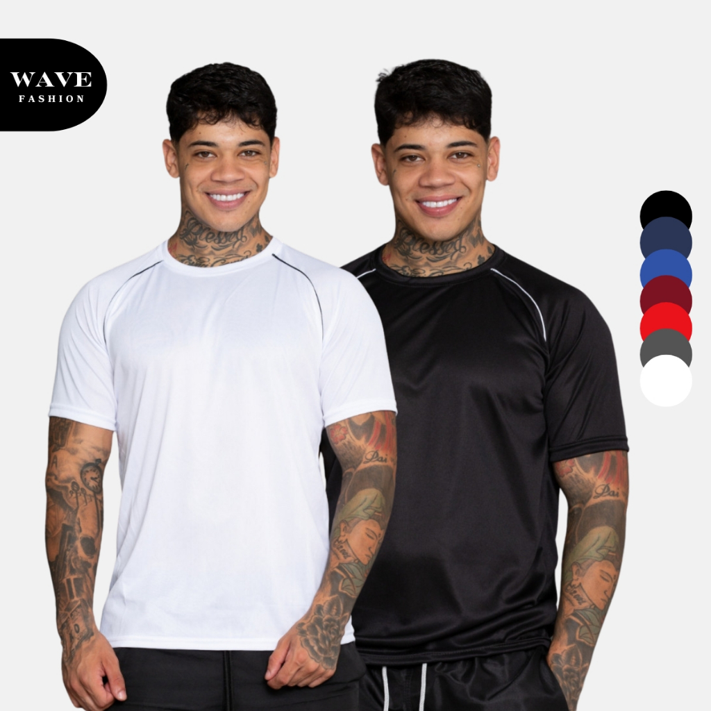 Kit 2 Camiseta Poliester Masculina Dry Fit Academia Esporte Verao P M G GG