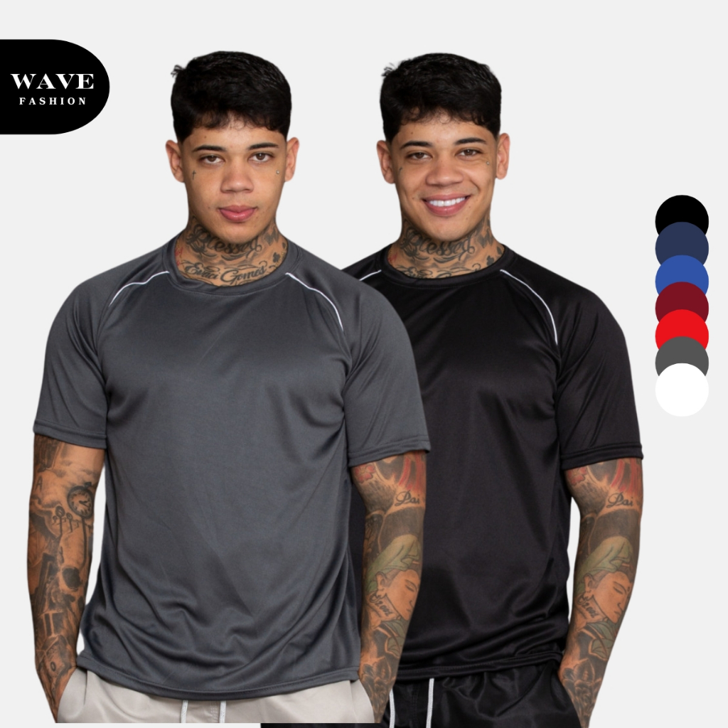 Kit 2 Camiseta Poliester Masculina Dry Fit Academia Esporte Verao