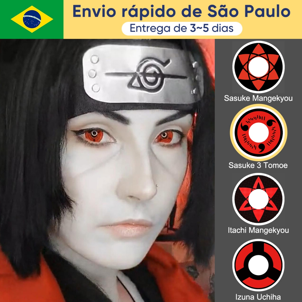 Pseyeche Lente De Contato14MM/14.2MM Cosplay Anime para Halloween Sharingan 1 Par Envio De São Paulo
