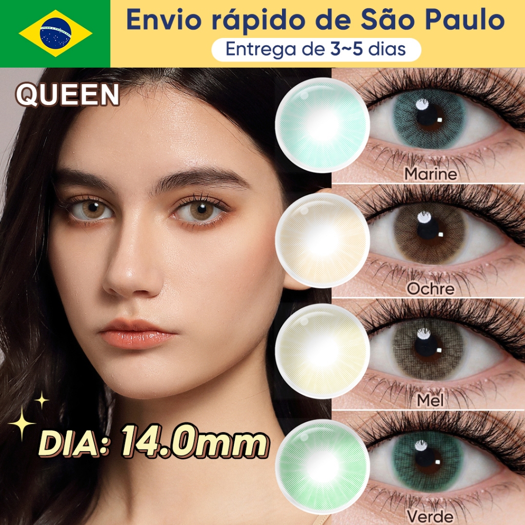 Magister Lentes De Contato Coloridas Queen Aparência Natural Uso Para Maquiagem 1 Par 14.0mm Vem com estojo para lent