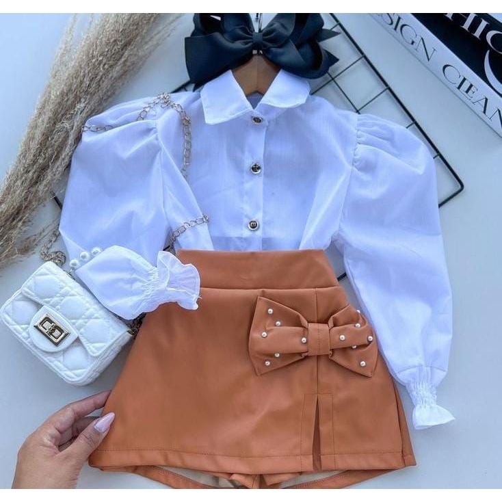 Conjunto Infantil Saia e Camisa Para Meninas Estilos Social em Oferta na Shopee