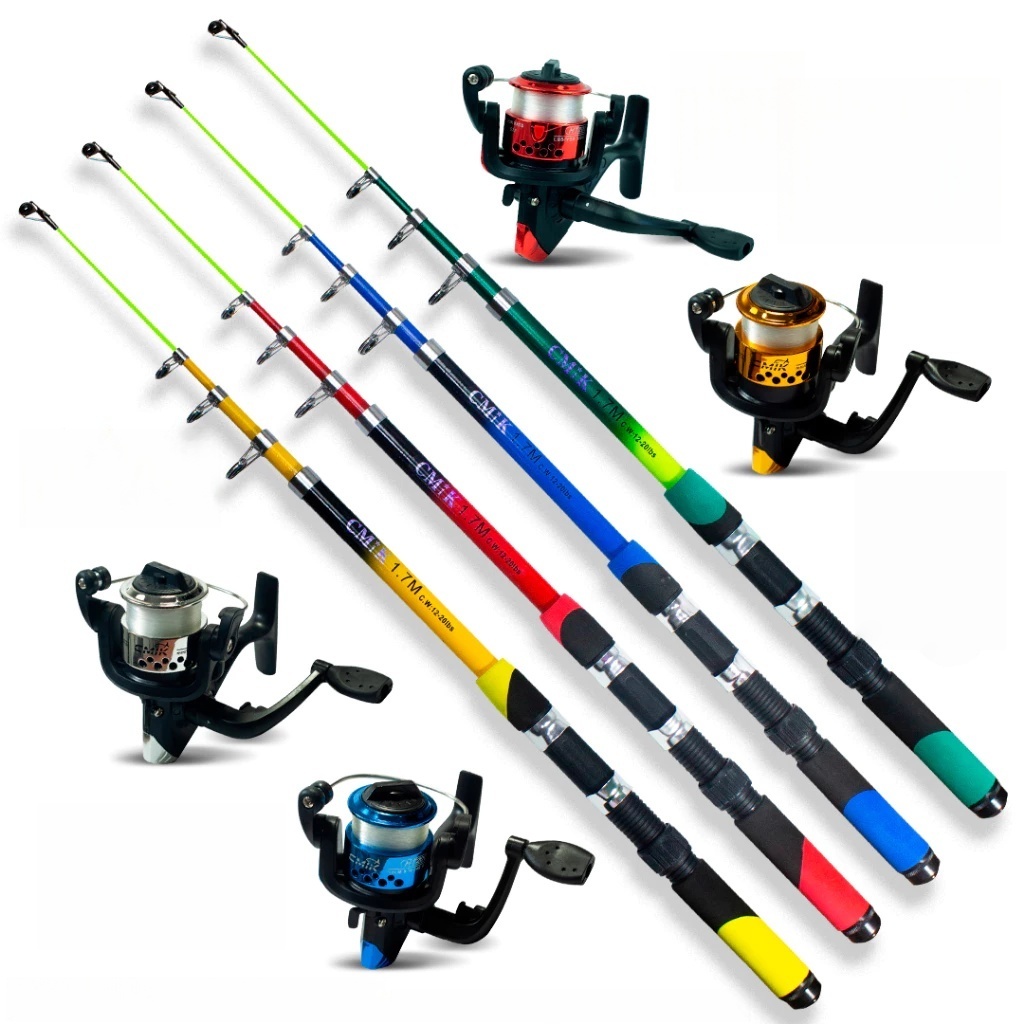 Kit 1-4 Vara De Pesca 60-120lbs Completa Com Molinete Esportiva Ao Ar Livre Robalo Portátil Com Linha
