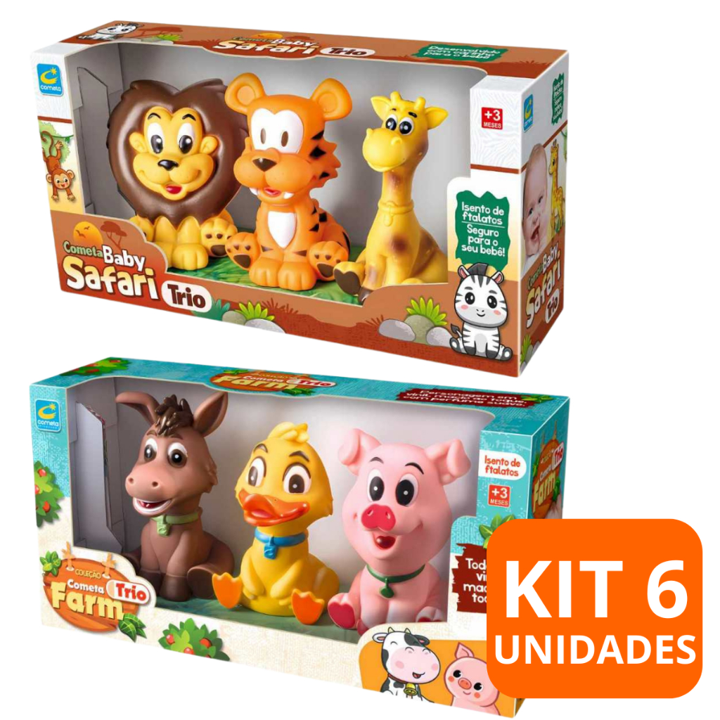 Brinquedo Safari Bebê Mordedor Infantil Menina Menino Kit 6 Unidades