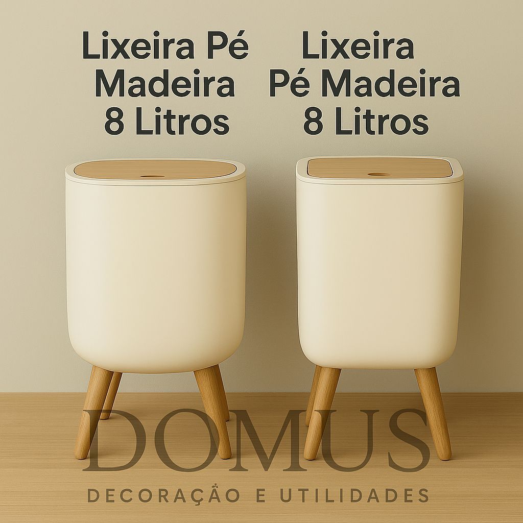 Lixeira Pé de Madeira Com Tampa de Pressão Moderna Chic Penteadeira/Escritório/Banheiro