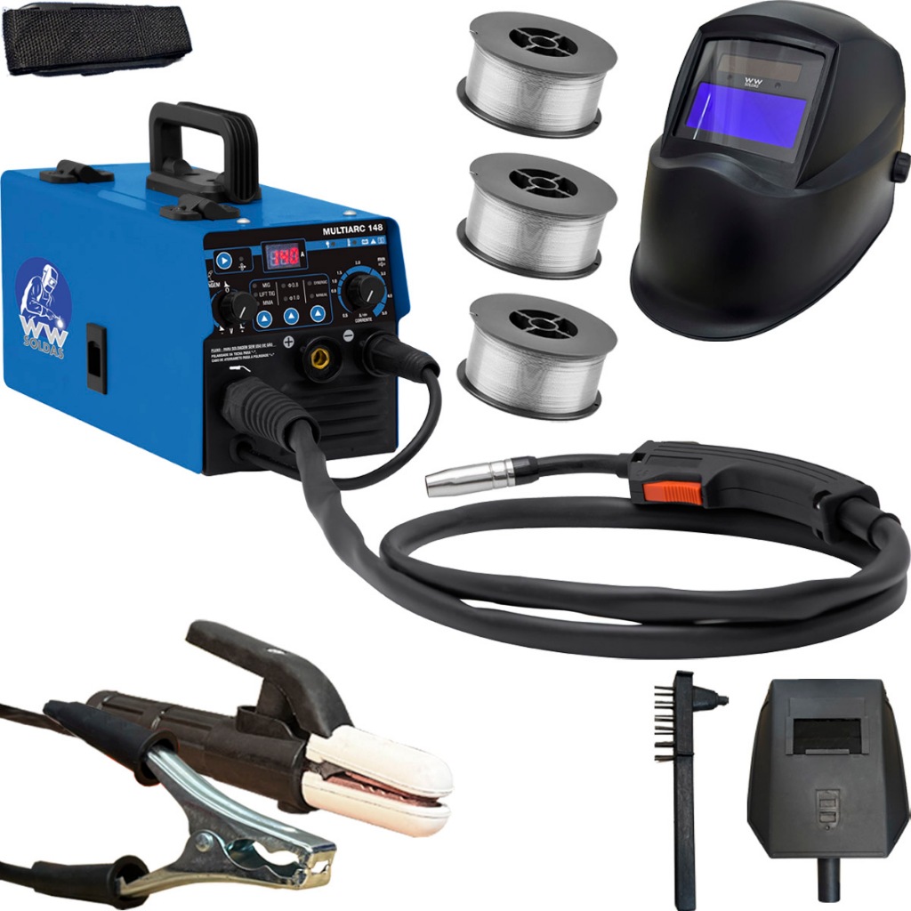 Inversora Solda Multiprocesso 220v C/ 2 Arames 0.8 E Máscara Multiarc 148 Wwsoldas em Oferta na Shopee