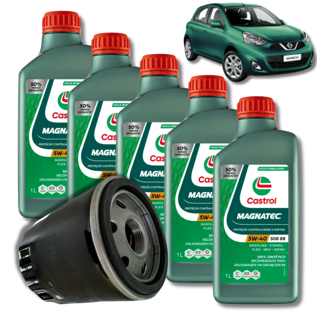 KIT TROCA DE ÓLEO 5W40 CASTROL + FILTRO (MARCH 1.0 16V 2011>2014)