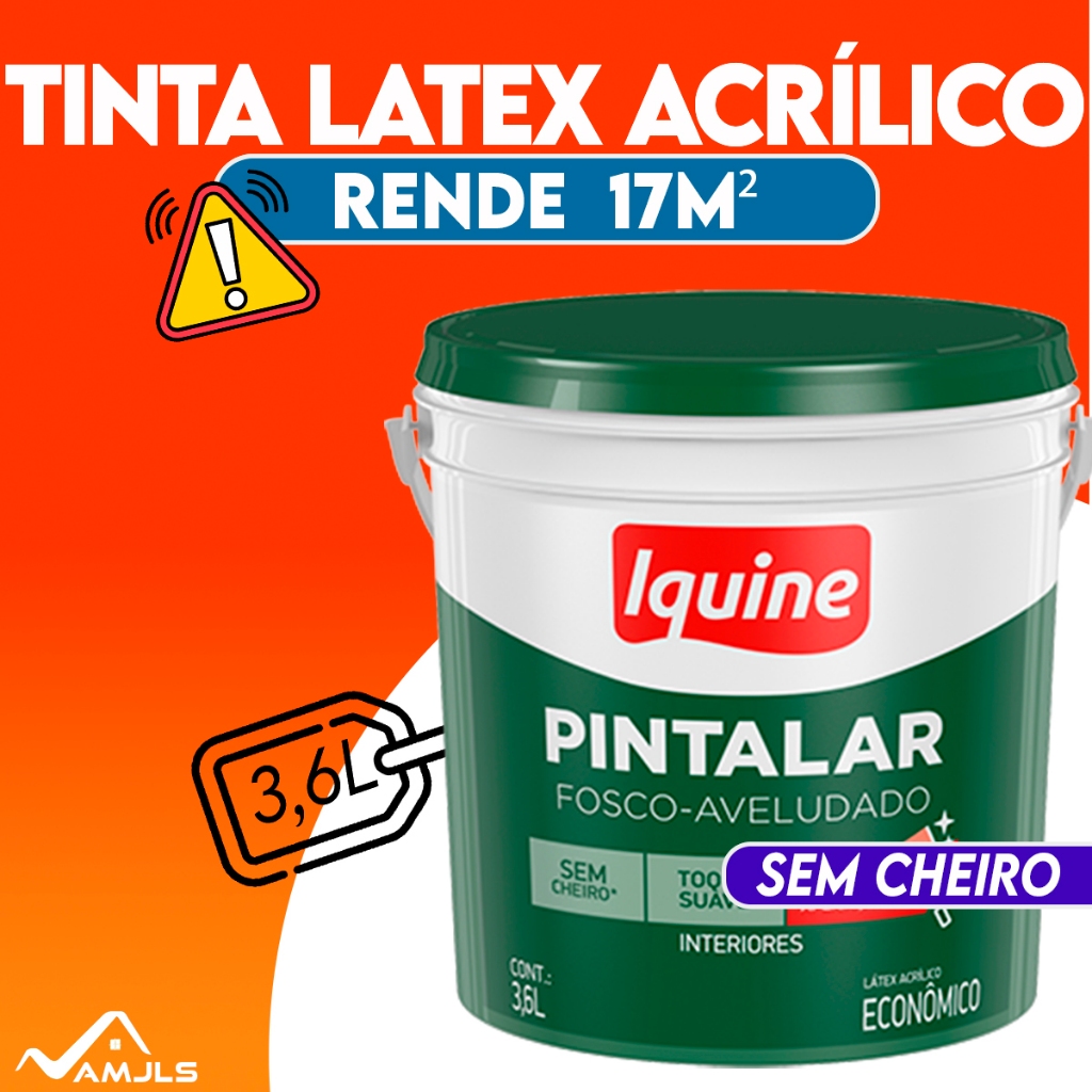 Tinta Acrílica Econômica Rente Muito Pintalar Branco Fosco 3,6 litros - Iquine em Oferta na Shopee