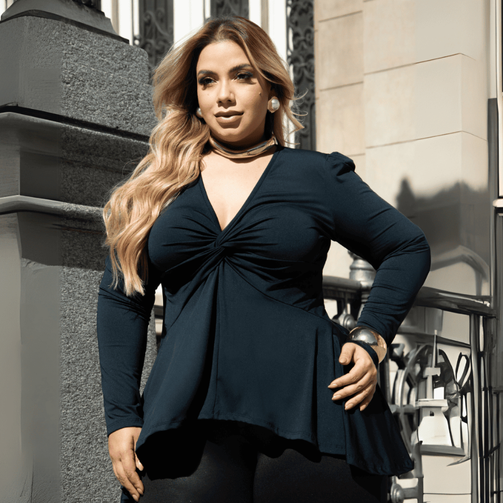 Blusa Plus Size Peplum Bata Vest Leg Manga Longa Babado Mullet Alongada em Oferta na Shopee
