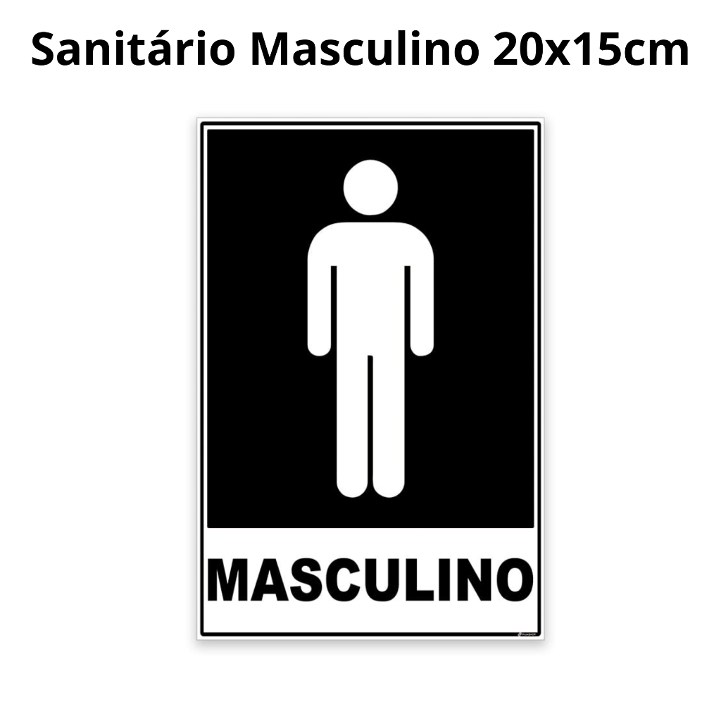 Placa Banheiro Masculino Sanitário 20x15cm Vestiário Sinalização Utilidades Piscina