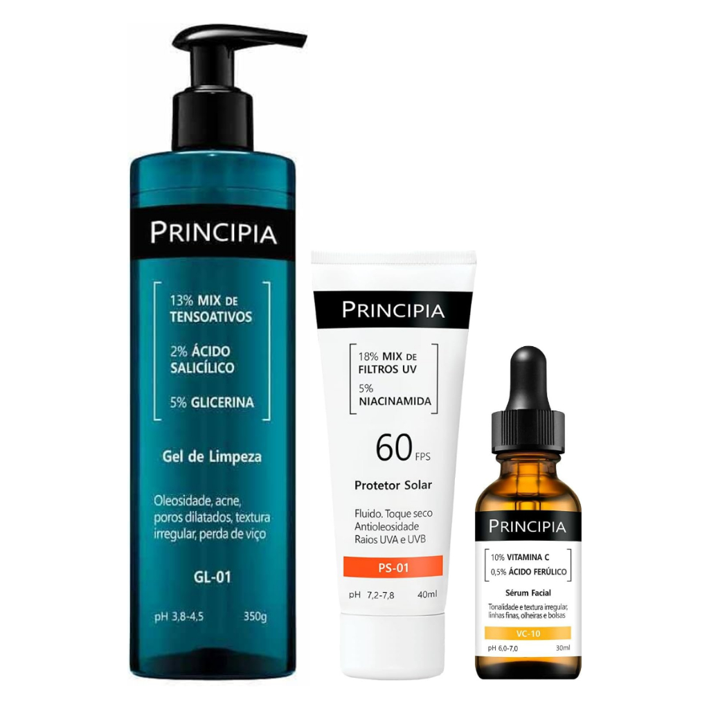 Kit Principia Trio GL + VC + Protetor Solar Facial PS-01 em Oferta na Shopee