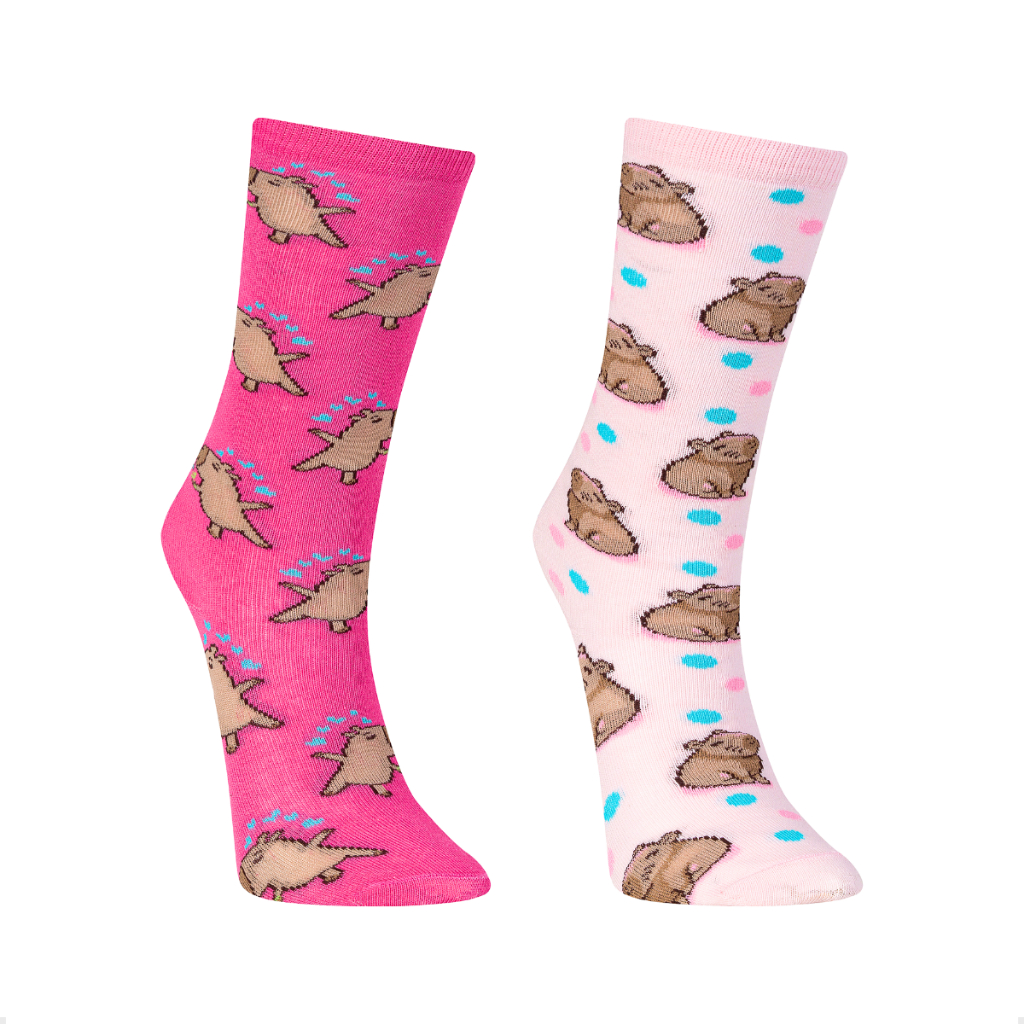Kit 2 Pares Meia Capivara Cano Alto Infantil Fun Socks Algodão Divertida Estampada Escolar Criança