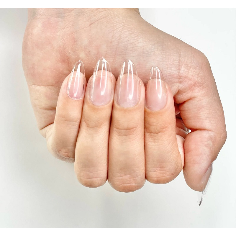 Kit 100 Unhas Postiça Almond Amendoada Realista Transparente Unha Luxo Elegância e Glamour