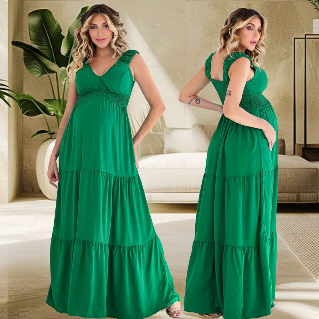 Vestido Longo Elegante Gestante Ideal para Festas Linha Premium Conforto para Mães em Oferta na Shopee