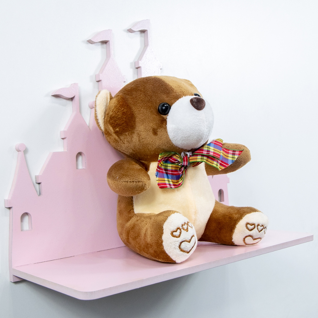 Detalhes do Prateleira infantil castelo rosa, ideal para quarto de princesa e organização de brinquedos e livros