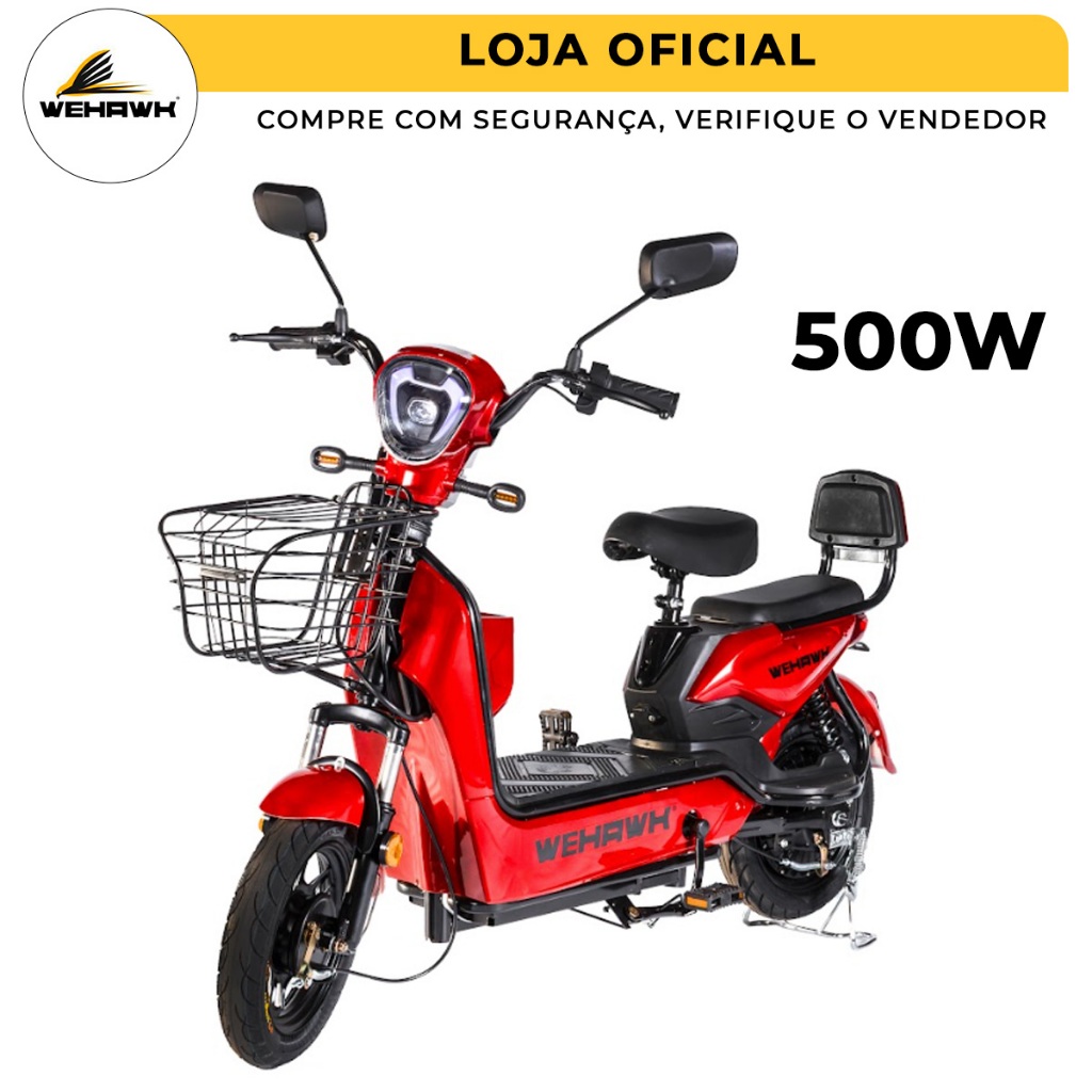 Bicicleta Elétrica 500W Basket WeHawk Sem Carteira 32Km/h Autonomia 40Km