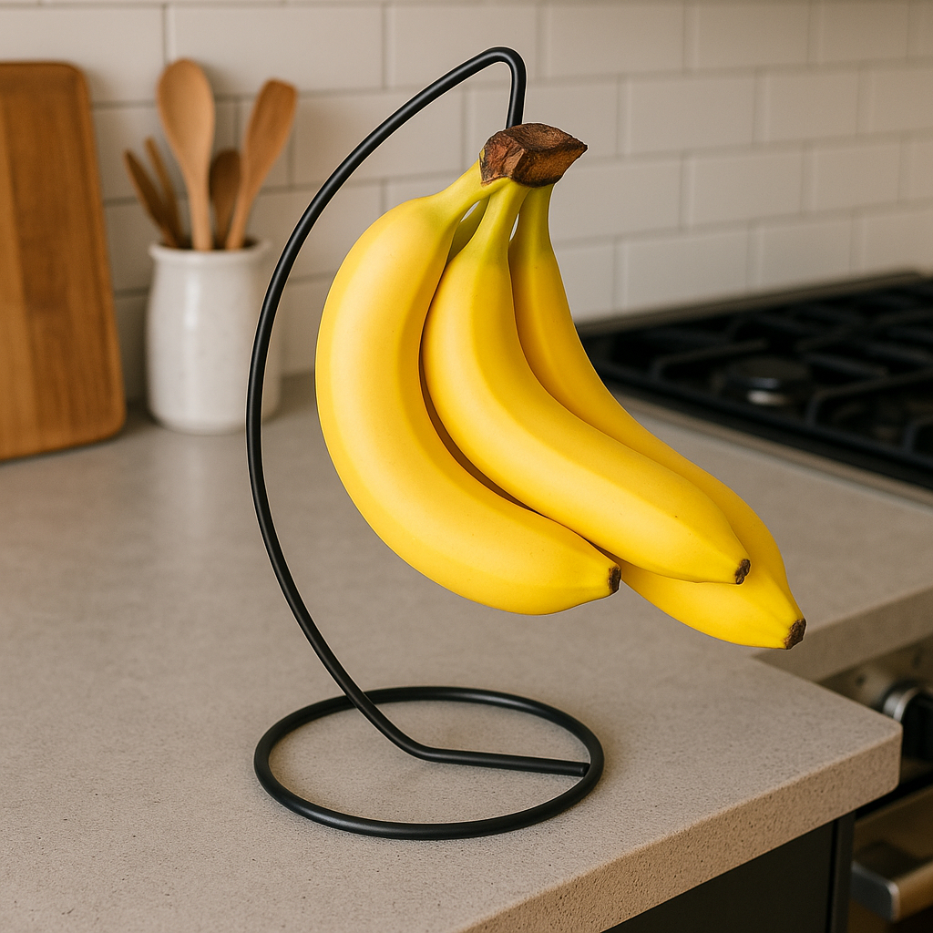 Suporte Mesa Fruteira Gancho para Pendurar Bananas Multiuso Preto