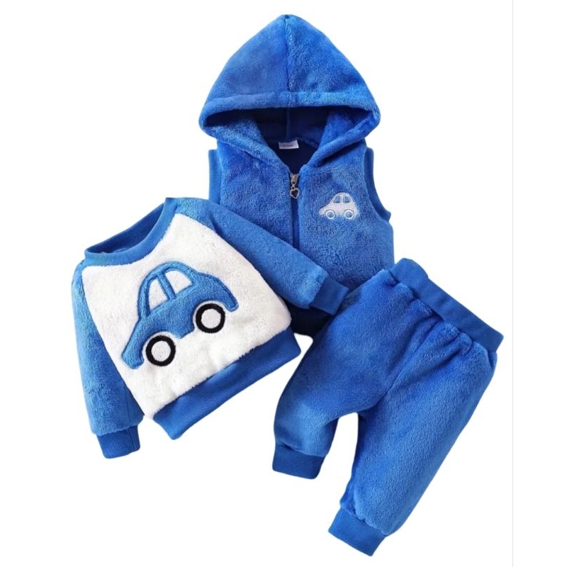 conjunto peluciado fleece infantil calça, blusa, colete  para frio bebê quentinho