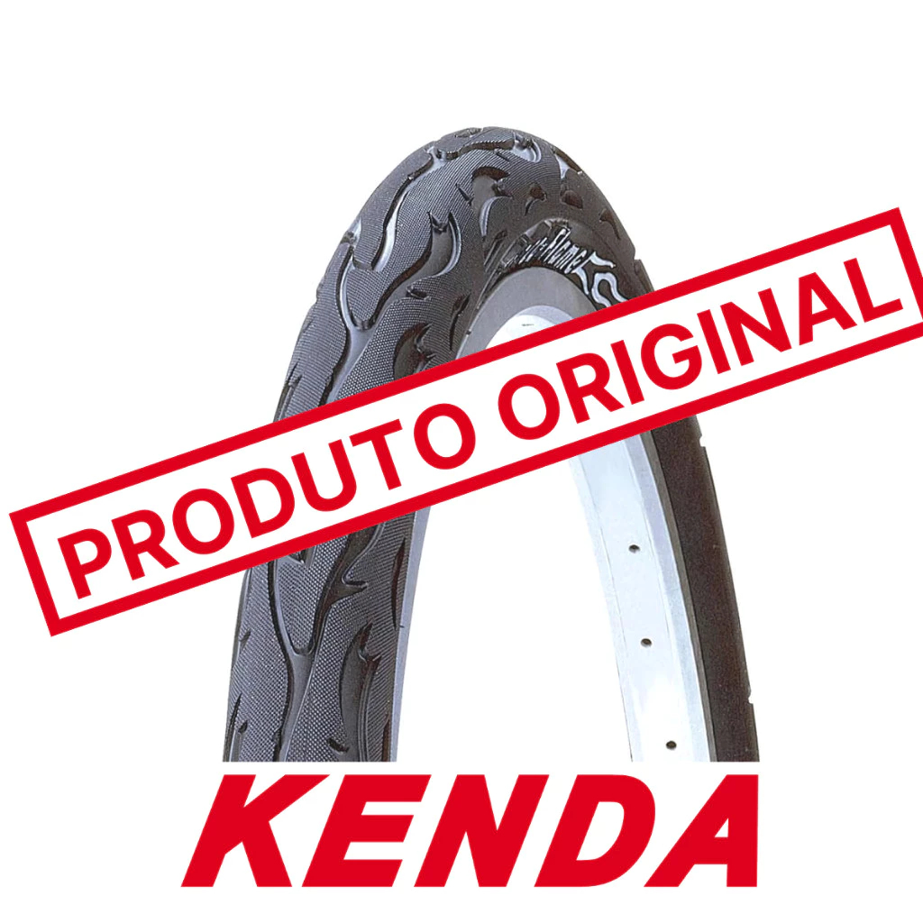 Pneu Aro 26x2.125 Balão Slick Flame Fogo Kenda Preto Bicicleta Bike Mobilete - Unidade — imagem 2 de 2