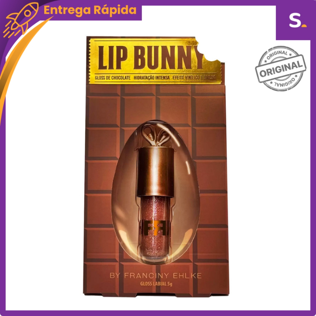 Lip Bunny Gloss Chocolate Original Brilho Vinílico e Hidratação - Fran By Franciny Ehlke