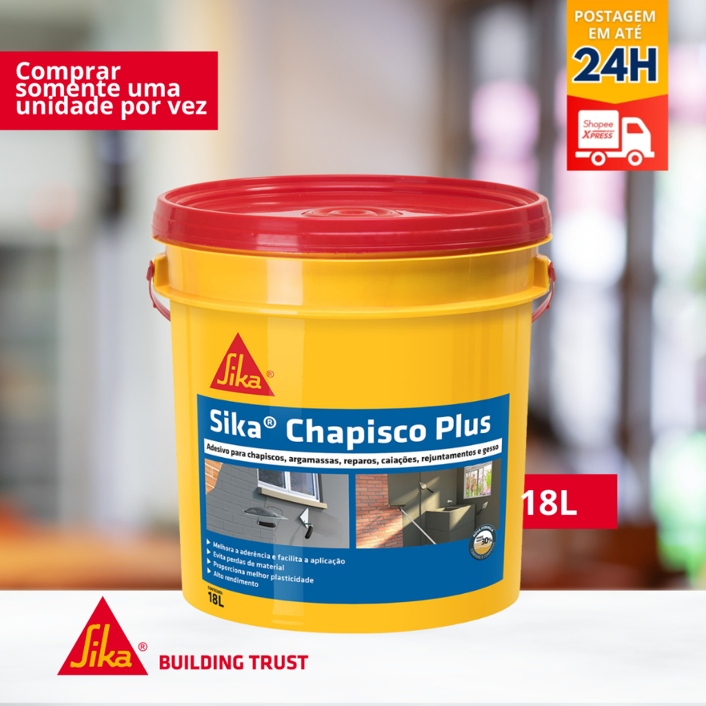 Chapisco Plus Adesivo para Argamassas e Chapiscos Balde 18L - SIKA em Oferta na Shopee