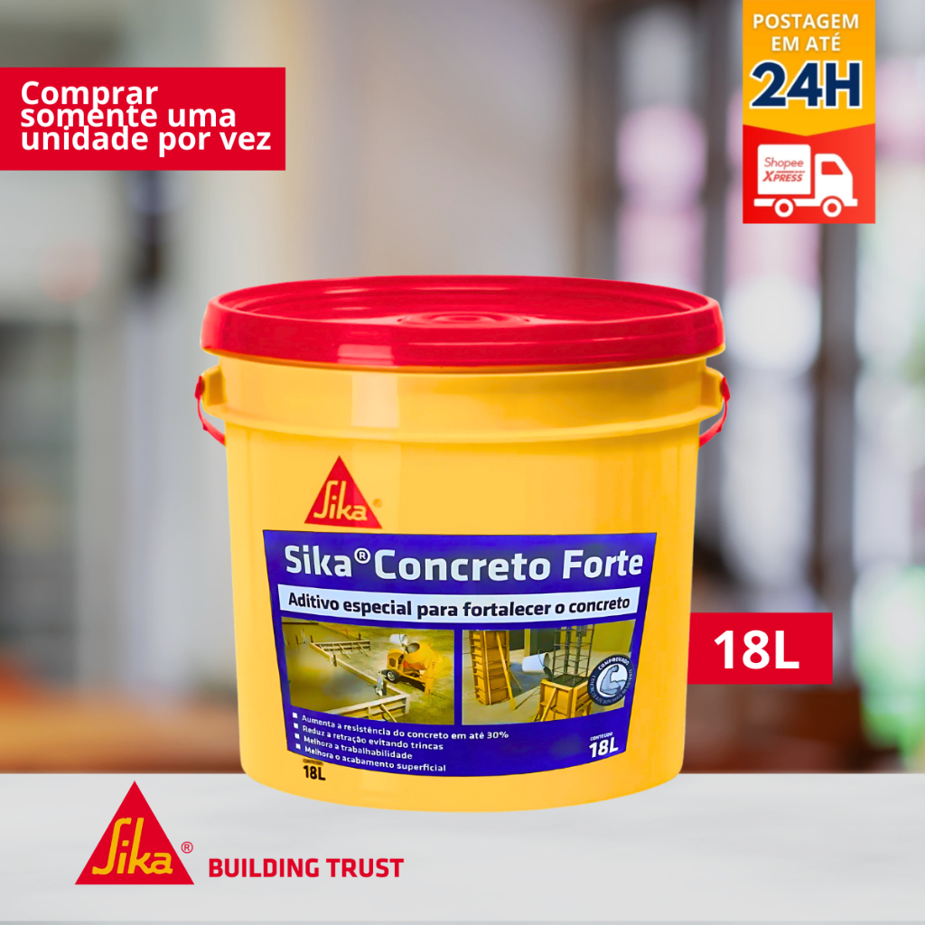 Sika Concreto Forte Aditivo Plastificante Impermeabilizante Balde 18L - SIKA em Oferta na Shopee