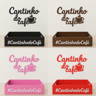 Kit bandeja e plaquinha cantinho do café em mdf 3 mm em Oferta na Shopee