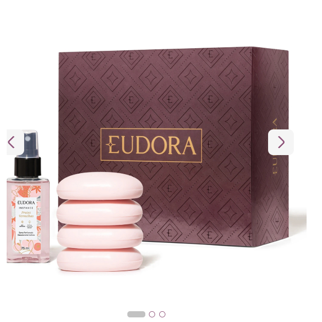 Kit Presente Frutas Vermelhas: Spray Corporal 75ml + Sabonete em Barra 80g (4 unidades) Eudora.