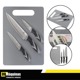 Tabua de Carne e Legumes com 3 Facas - Bel em Oferta na Shopee