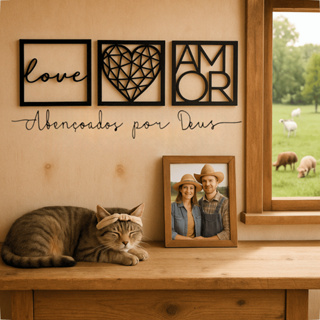 Quadros Decorativo Quarto Sala Grande MDF Preto Fosco Vazado Decoração Casa Com Frase -4 Unidades em Oferta na Shopee