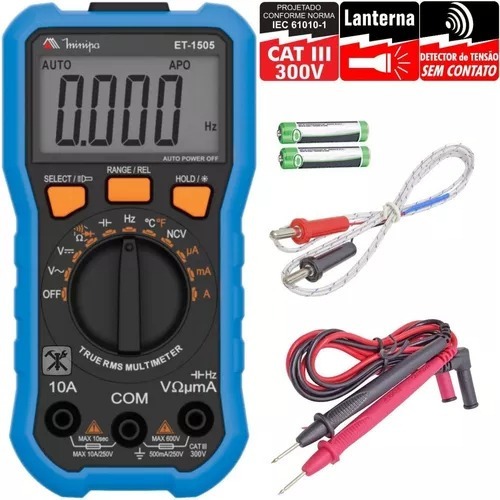 Minipa ET-1505 Multímetro Digital Profissional com True RMS, NCV em Oferta na Shopee