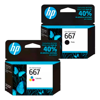 Kit Cartucho HP 667 PRETO 3YM79AB + HP 667 COLORIDO 3YM78AB em Oferta na Shopee