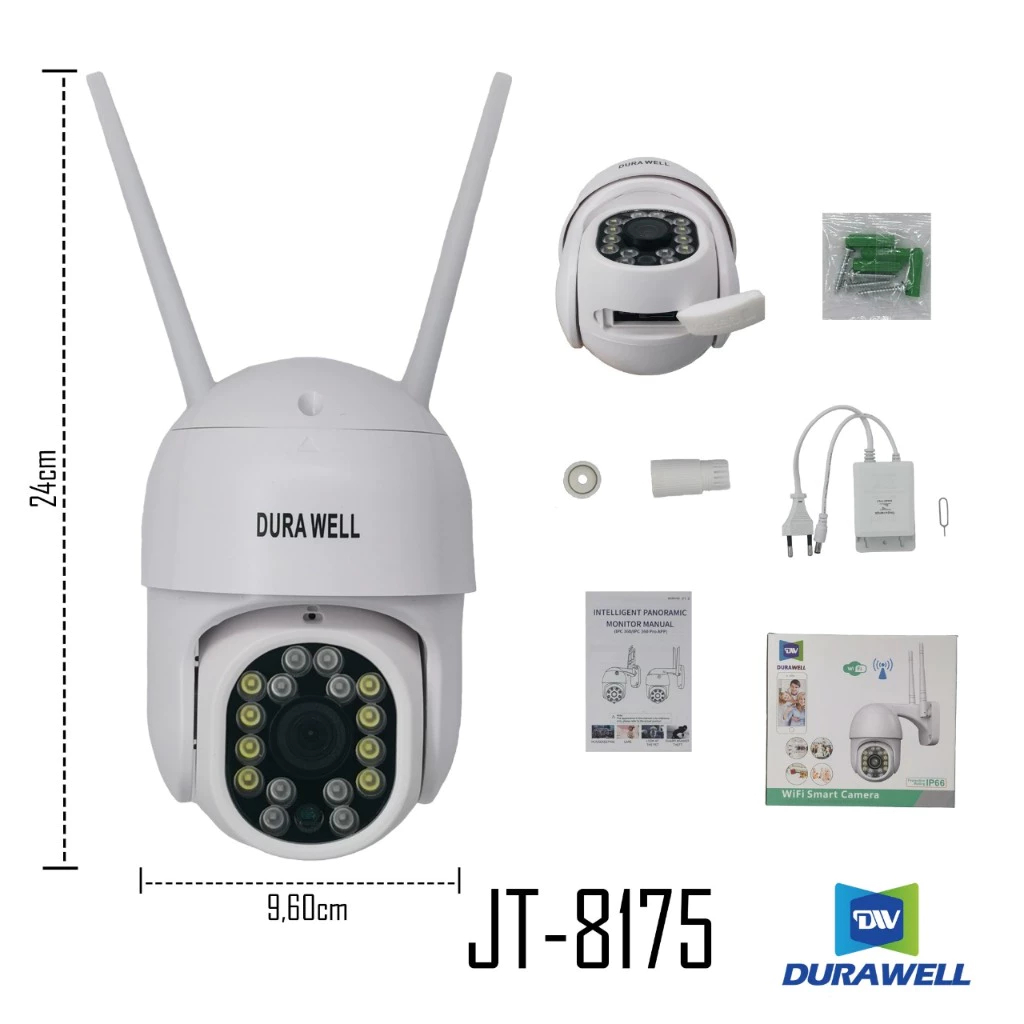 Câmera De Segurança Inteligente Wifi Ip66 Visão Noturna Durawell JT-8175 em Oferta na Shopee
