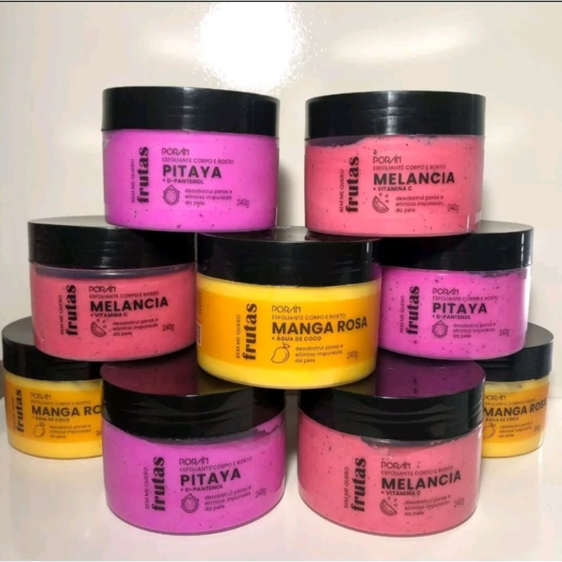 Esfoliante Corporal Rhenuks – Kit com 4 Aromas e Fragrancia | Ameixa, Pitaya, Morango e Me...