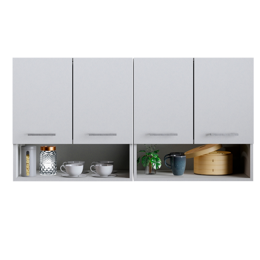 Armário Aéreo Cozinha 3 ou 4 Portas Multiuso Modular com Nicho Organizador Compacto Móveis Bonatto - Home & Living