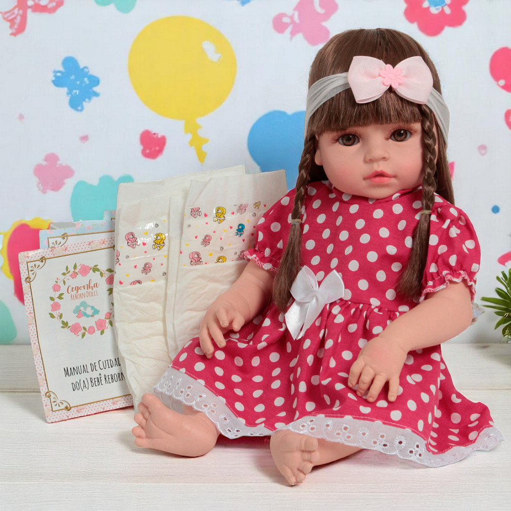 Boneca Reborn Bebê Valentina 46cm Corpo de Vinil Pode Banho em Oferta na Shopee
