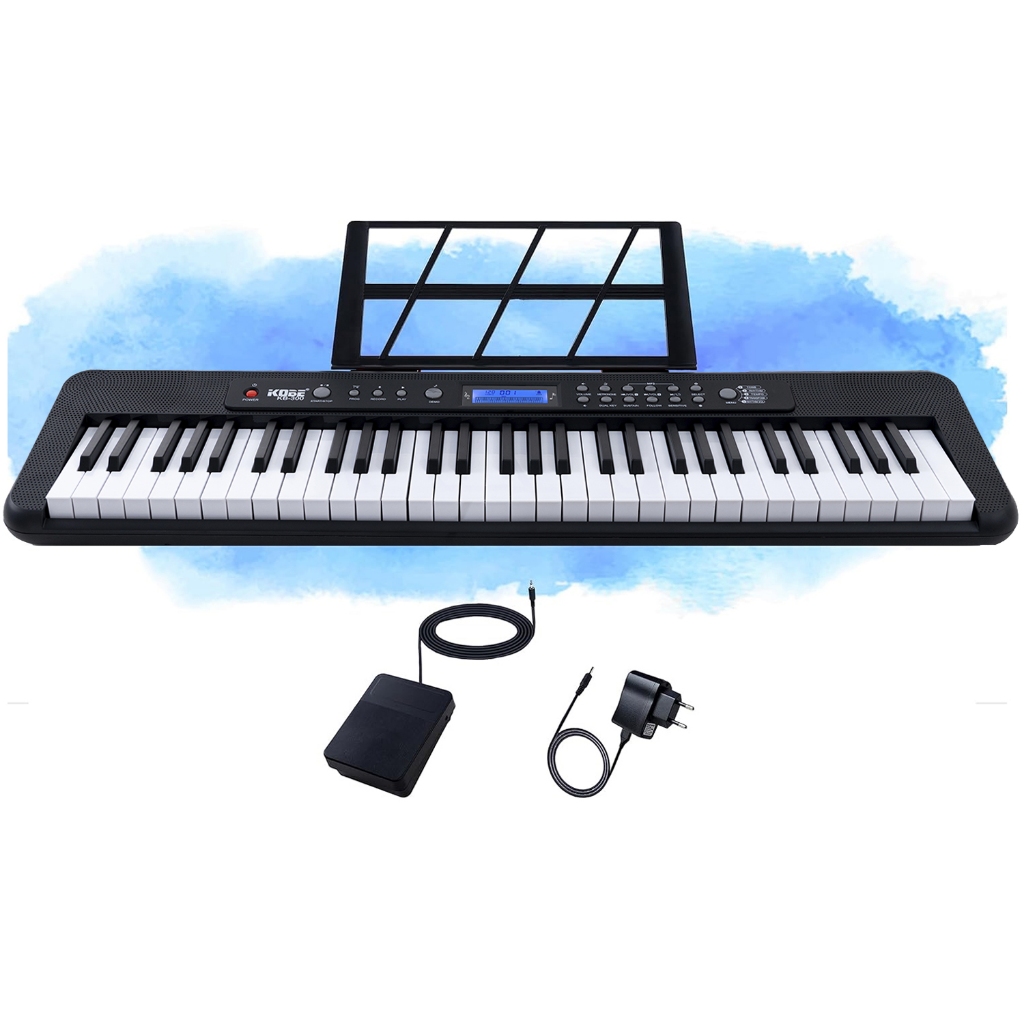 Teclado Musical Estudante Kobe KB-300 5/8 61 Teclas Sensitivas C/ Pedal Sustain
