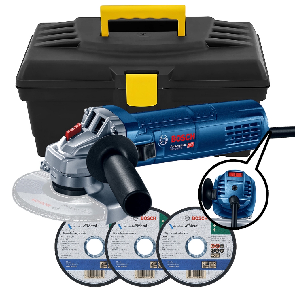Esmerilhadeira GWS 9-125 S Bosch 900W com Maleta e Discos em Oferta na Shopee