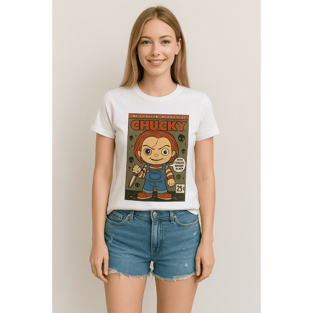 Camiseta T-Shirt Chucky Boneco Lançamento Estampa Streetwear Básica T-Shirt Unissex  Algodão Atacado Entrega Imediata