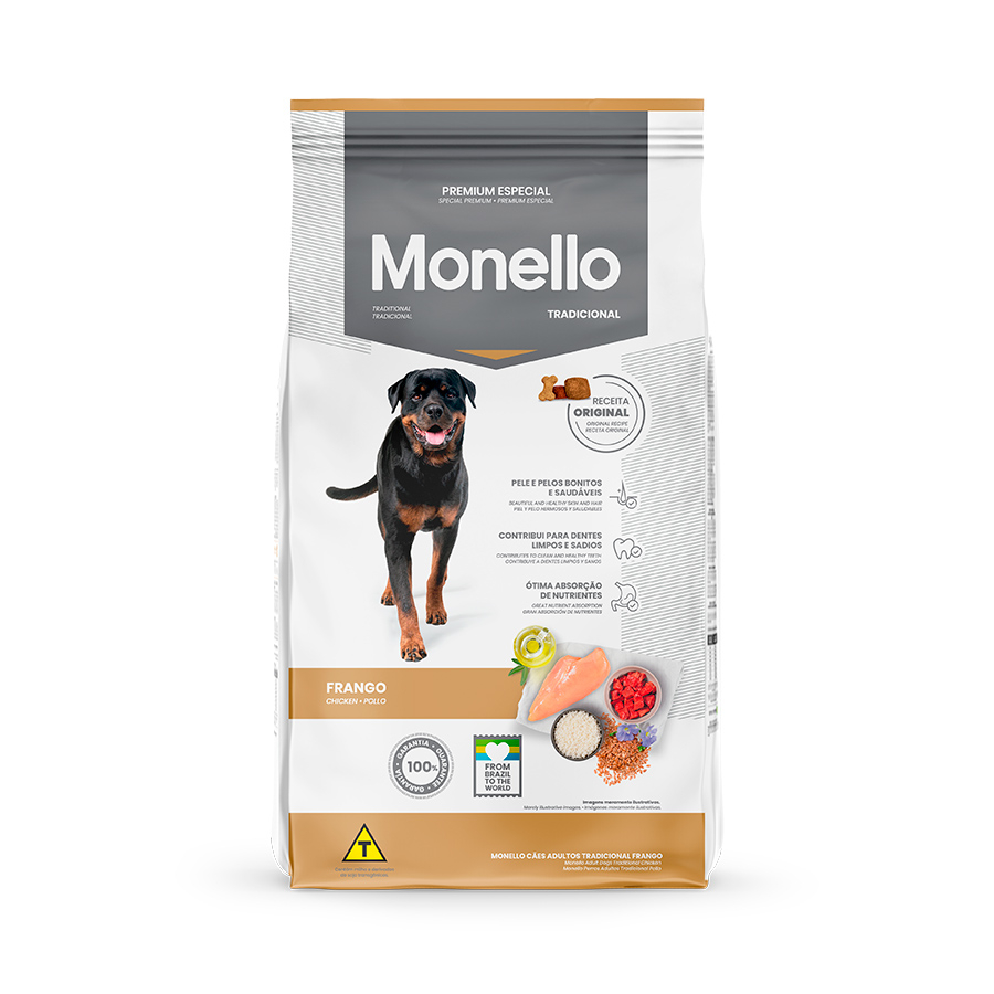 Ração Monello Dog Tradicional para Cães Adultos Sabor Frango 15kg em Oferta na Shopee