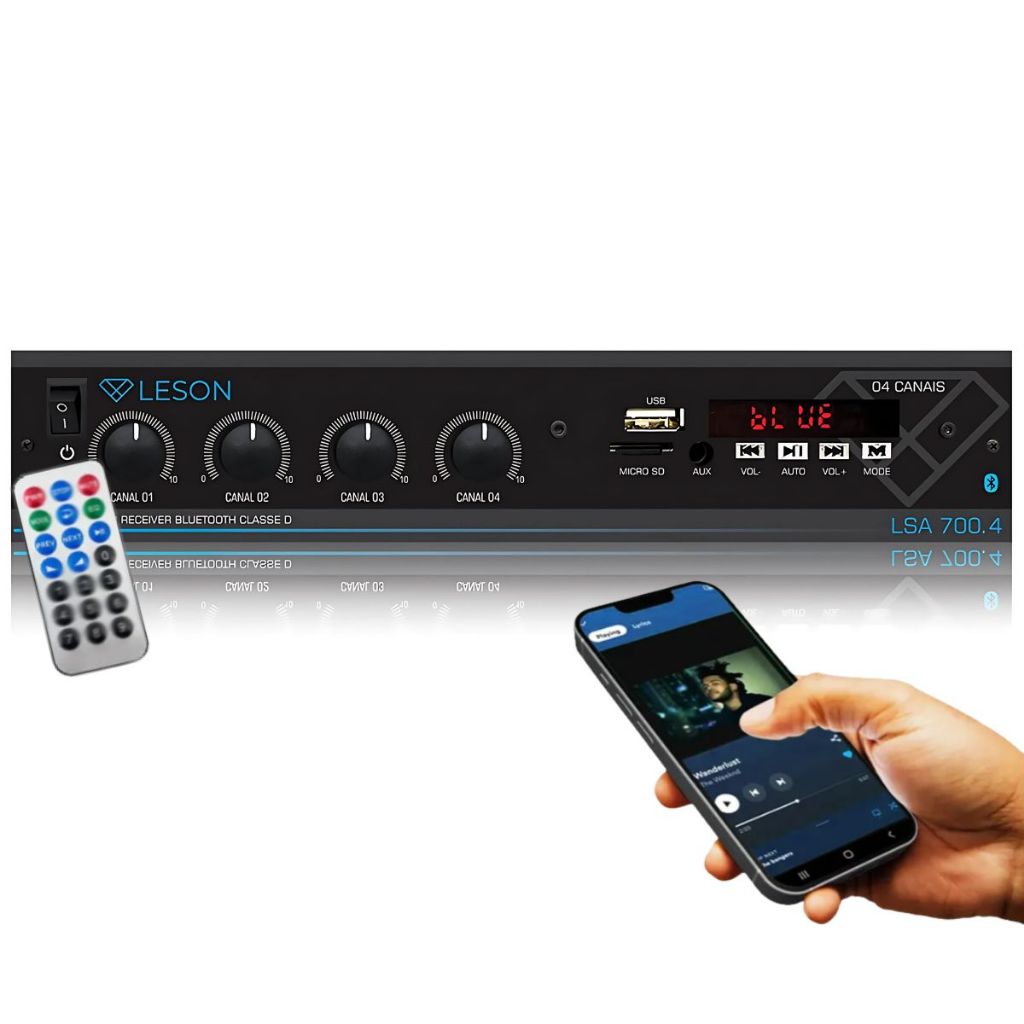 Amplificador Receiver Som Ambiente Leson 2AMPLS700 120 RMS 4 Canais