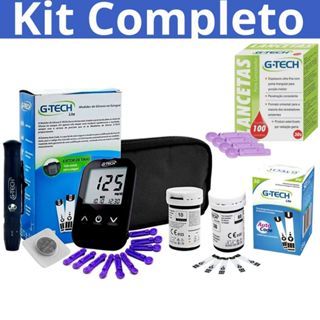 Kit Completo Aparelho Medidor De Glicose Monitor Glicômetro Glicemia Glicosímetro G Tech Lite em Oferta na Shopee