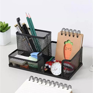 Porta Caneta Organizador De Mesa Escritório Metal Aramado C/ Divisórias Multiuso