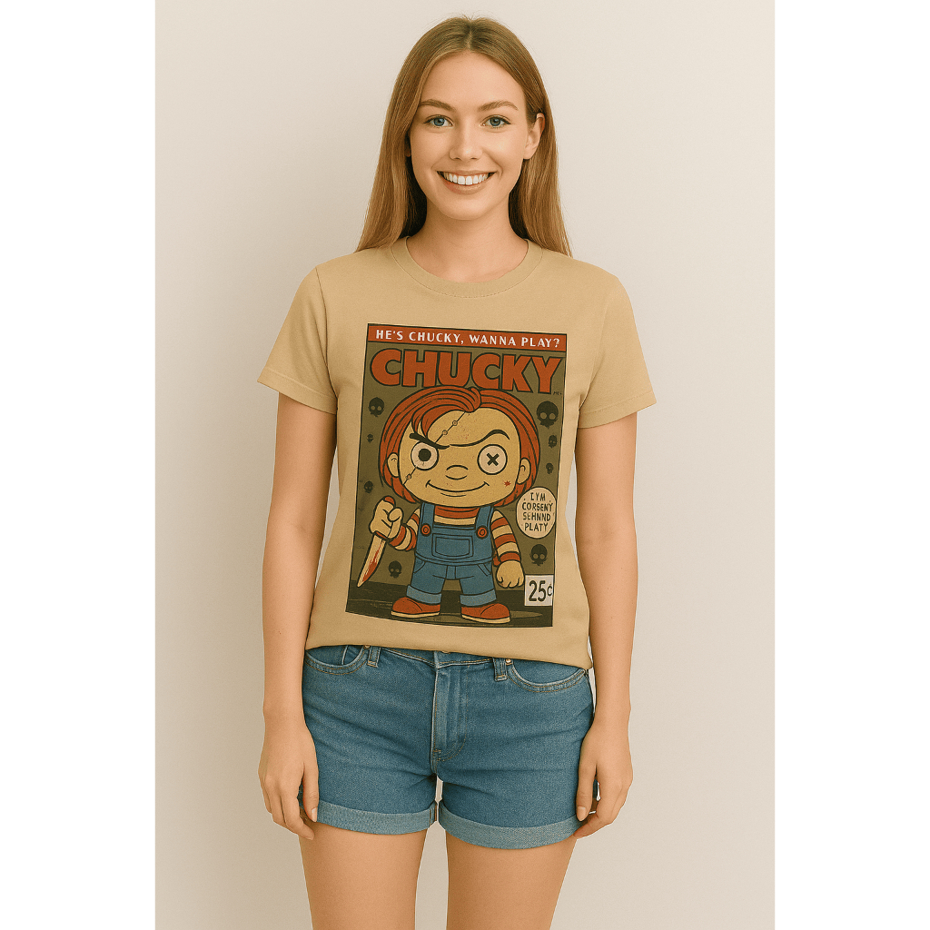 Camiseta T-Shirt Lançamento Estampa Chucky Boneco Streetwear Básica Unissex Algodão Atacado Entrega Imediata