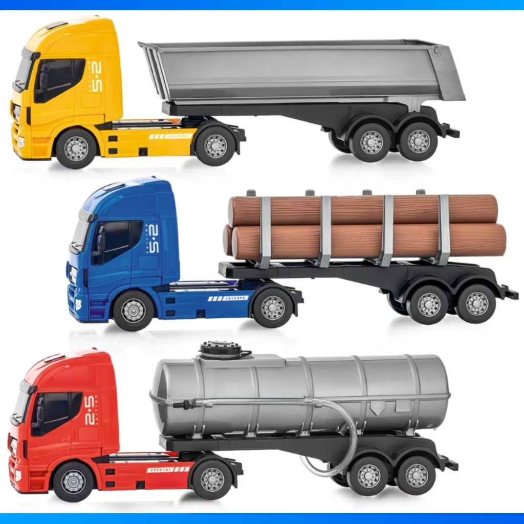 Brinquedo Caminhao Carreta Basculante / Tora / Tanque - Iveco Hiway - ENTREGA RÁPIDA em Oferta na Shopee