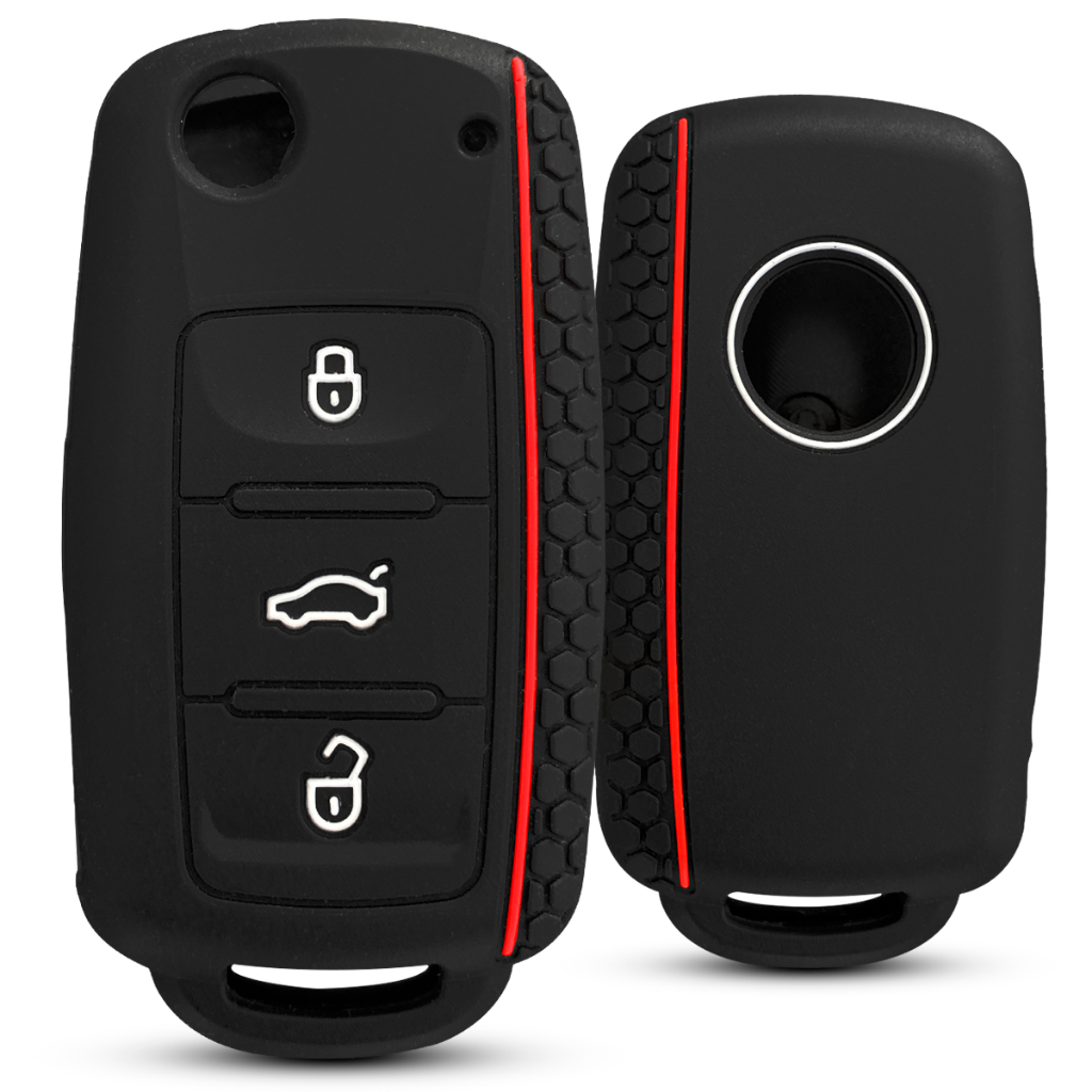 Capa De Silicone Para Chaves Canivetes Compatível com GOL JETTA FOX UP VOYAGE De 3 Botões -  Preta Com Listra Vermelha em Oferta na Shopee
