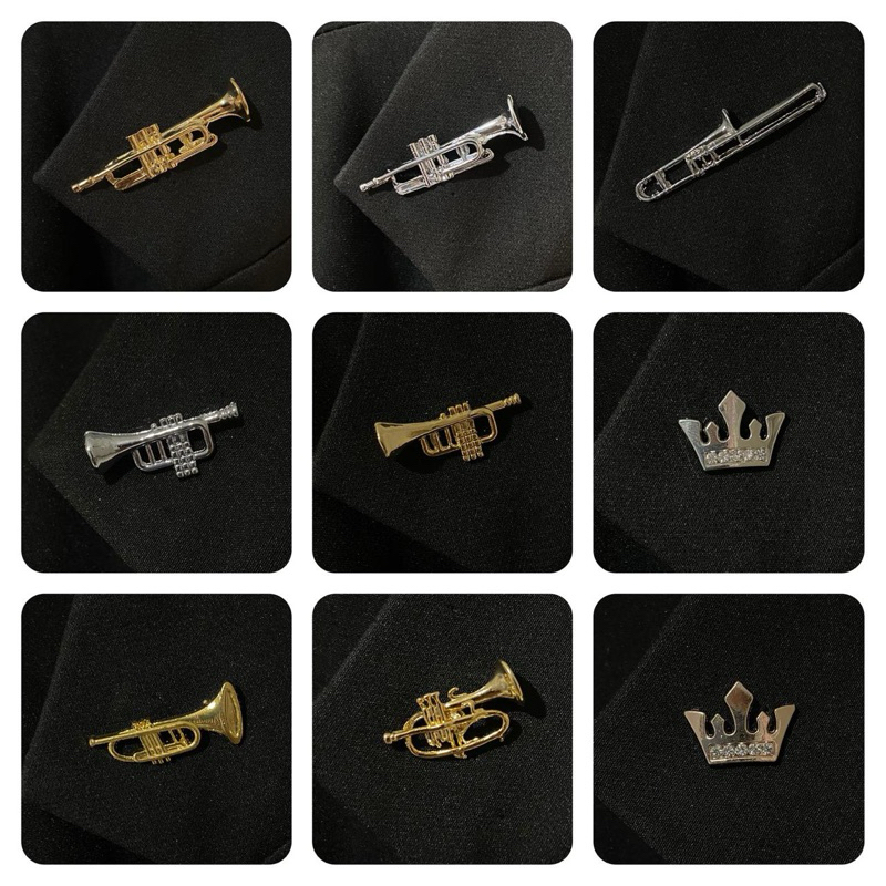 BROCHES PINS BOTONS  MUSICAIS TROMPETE FLUGELHORN COROA