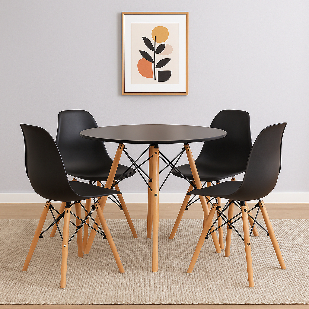 Conjunto Sala de Jantar Mesa Eames 70cm + 4 Cadeiras Eames Dsw Cores
