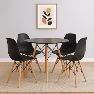 Conjunto Sala de Jantar Mesa Eames 70cm + 4 Cadeiras Eames Dsw Cores