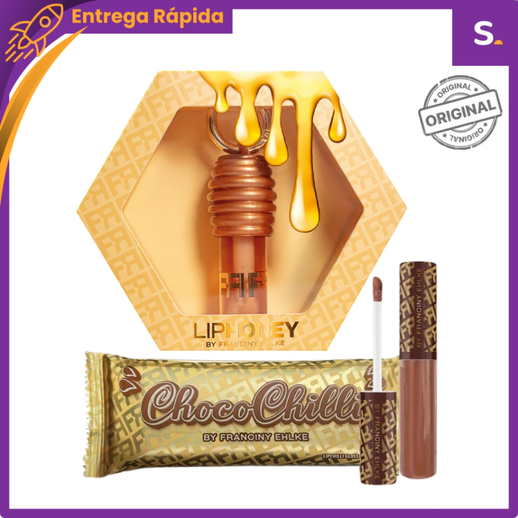 Kit Gloss LipHoney + Lip ChocoChilli  Hidratação Brilho Volume - Fran by Franciny Ehlke
