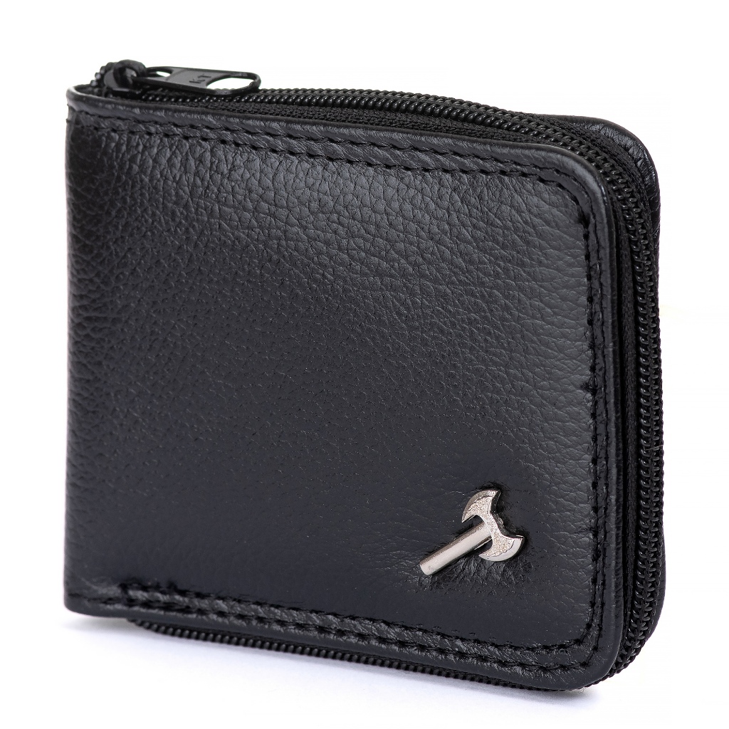 Carteira Em Couro Legitimo, Com Ziper externo, Porta Cartão, Porta Notas, Bolso para Moedas Com Zíper.